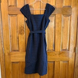 Ann Taylor Navy Eyelet Midi Dress